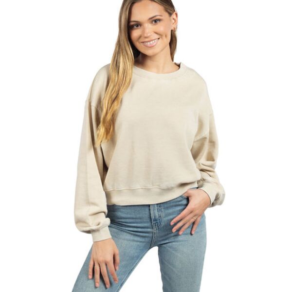 Ladies' Burnout Campus Crop Sweatshirt Thumbnail
