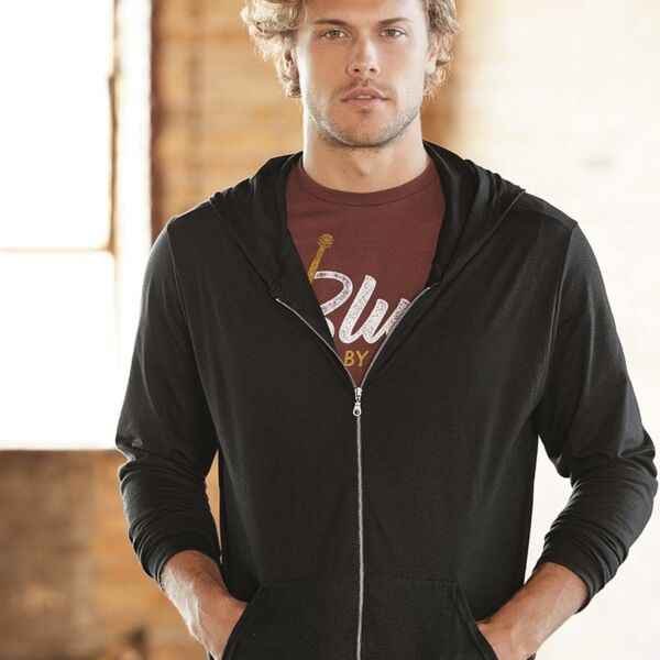 Triblend Full-Zip Hooded Long Sleeve T-Shirt Thumbnail