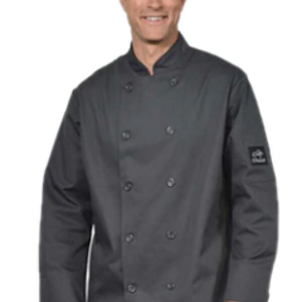 CHEF JACKET, CHARCOAL, PLASTIC BUTTONS Thumbnail