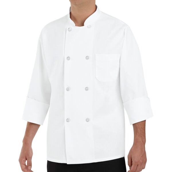 CHEF JACKET, WHITE, KNOT BUTTONS Thumbnail