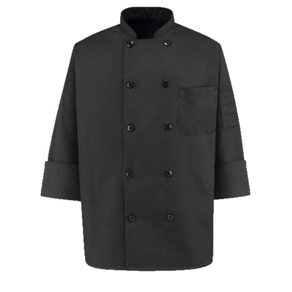 CHEF JACKET, BLACK, PLASTIC BUTTONS Thumbnail