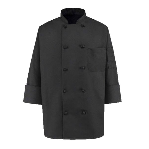 CHEF JACKET, BLACK, KNOT BUTTONS Thumbnail