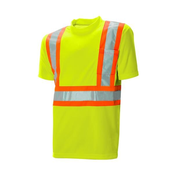 HI-VIS SHORT SLEEVE TRAFFIC T-SHIRT - 4" TAPE WITH 2" REFLECTIVE Thumbnail