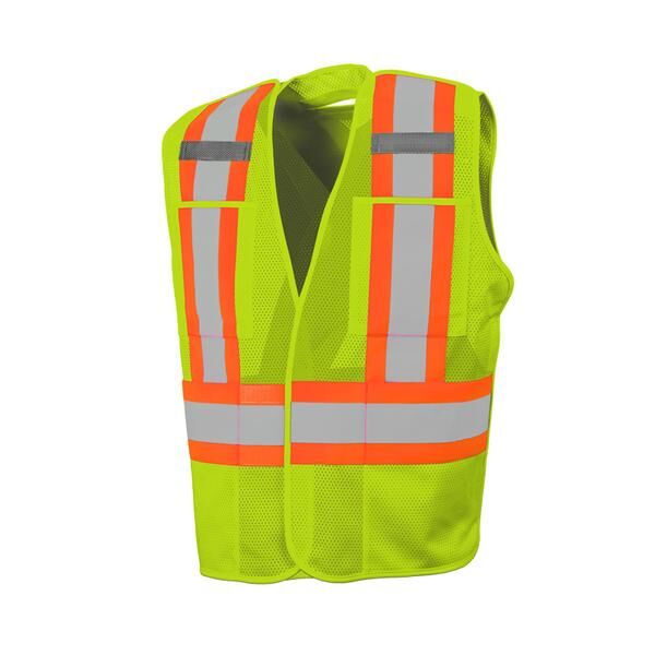 HI-VIS FIVE POINT TEAR-AWAY MESH SAFETY VEST WITH FOUR POCKETS Thumbnail