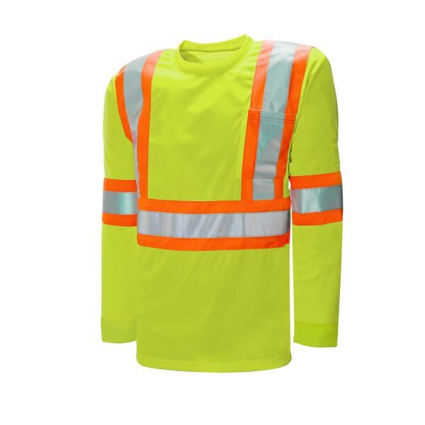 HI-VIS LONG SLEEVE TRAFFIC COTTON T-SHIRT - 4" TAPE WITH 2" REFLECTIVE Thumbnail